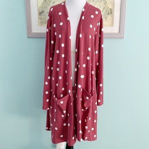 LuLaRoe Red and White Polka Dot Caroline Cardigan
